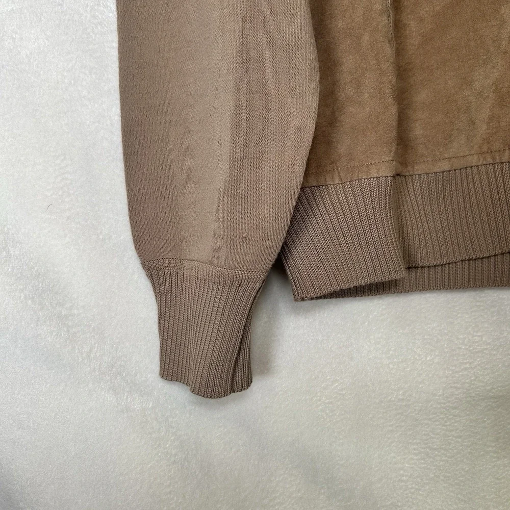 VTG 80s Lansons Of Florida Tan 100% Zephyr Wool Ultra Suede Sweater‎ Top Size S